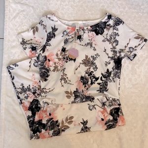 Pinkblush fitted white floral maternity dress